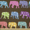 ABAKUHAUS Elefant Stoff als Meterware, Tiere mit Kreisen, Microfaser Multi Zweck Dekostoff für Kunsthandwerke, 3M (230x300cm), Braun Weiß Blau