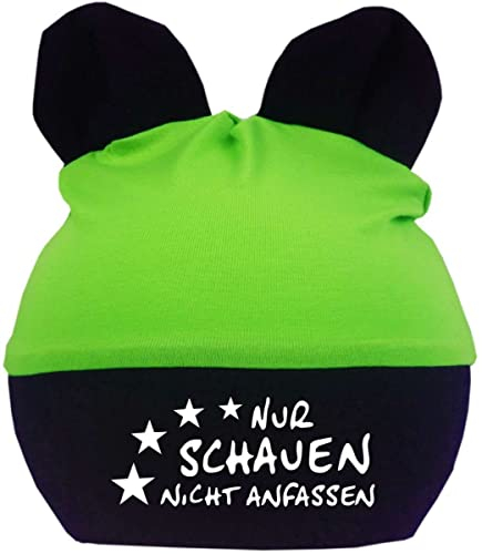 Kleiner Fratz Baby Ohren Mütze Multicolor (Farbe Lime-Navy) (Gr. 1 (0-74) Nur schauen Nicht anfassen