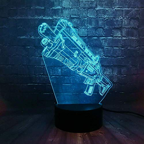 Jinson well 3D Pistole Waffe Lampe optische Illusion led Nachtlicht, 7 Farbwechsel Touch Tisch Schreibtisch Dekoration Lampen Acryl Flat ABS Base USB Kabel kreatives Spielzeug