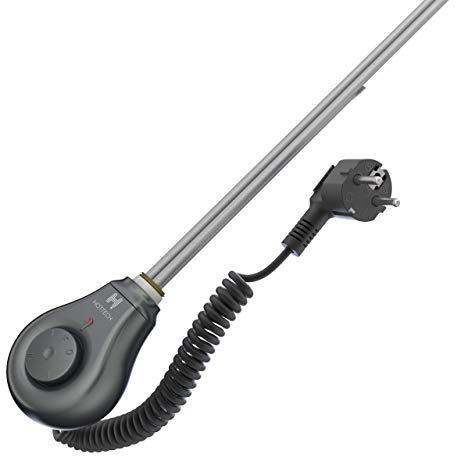 HOTTECH - Immersion Heater DROPplus, Electric Water Heater 600 Watts, Heating Element with Water and Air Temperature Control, Water Heater for Electric Radiator and Towel Radiators - Anthracite