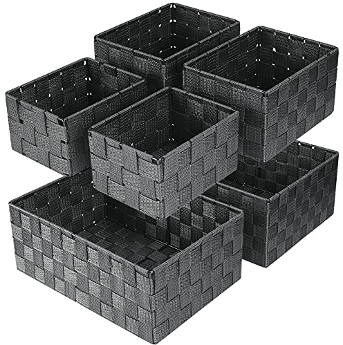 Uvellgift Aufbewahrungskorb 34,4cm, 6er-Set Stapelbare Mehrzweck-Korb Aufbewahrung, Körbe Aufbewahrung zum Aufbewahrung und Organisieren von Badzimmer/Küche/Zimmer/Handtücher (Grau)
