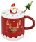 XinHuiGY Tasse à café de Noël, Tasses à thé en céramique Père Noël avec couvercle 3D et cuillère, 14OZ Nouveautés tasses pour cadeau de Noël pour femme Hommes filles garçons (Rouge)