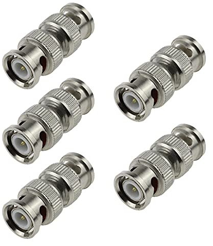 The Lord of the Tools 5x BNC Male to Male Coupler Adapter 50/75 ohm 26W for CCTV Video Security Camera Straight Connector Video SDI/BNC Cables Alloy