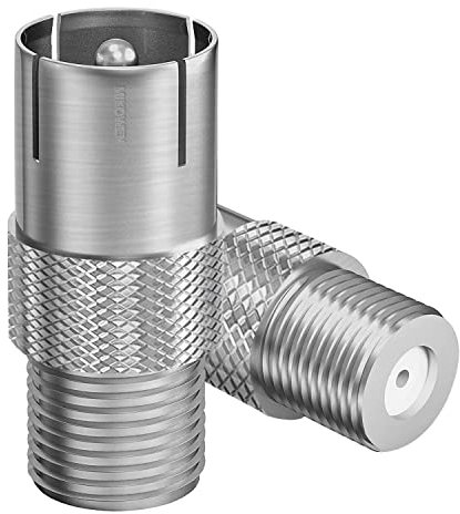 MIKOWEN TV Aerial Coaxial Coupler,T/F Type Screw Connector Socket to RF Coax Aerial Adapter,TV Aerial Male Coax Plug to F Socket Adaptor