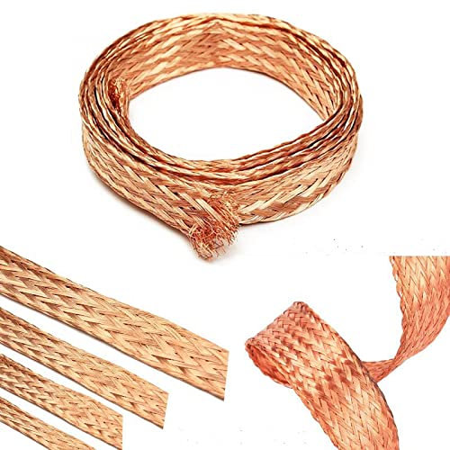 Cable de Cobre Desnudo 1m 6mm Plano Trenza para Desoldar - Alambre de Plomo y Tierra