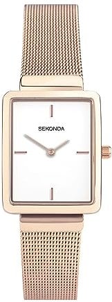 Sekonda Curtis Classic Ladies 25mm Quartz Watch in White with Analogue Display, and Rose Gold Stainless Steel Strap 40137