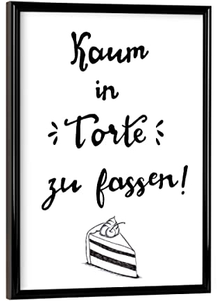 artboxONE Poster mit schwarzem Rahmen 18x13 cm Rock The Kitchen Torte - Bild Typo Motivation Sprüche