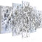 B&D XXL - Wandbilder XXL Baum 150x75cm 5 tlg - Wand Deko Leinwand Bilder Groß Wanddeko Wohnzimmer Schlafzimmer Kunstdrucke - Rosen Blumen Lilien silber weiß Abstrakt b-A-0723-b-m