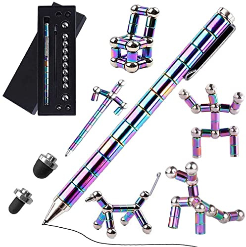 HONBQYCC Magnetischer Fidget Pen, Magnet Fidgi Pen, Jiki Crush Metric Pen Crinkle, Crushmetric Switch Strato Pens, Cool Stuff Multifunktionaler Verformbarer Schreib Spielzeug Stift, Bestes Geschenk