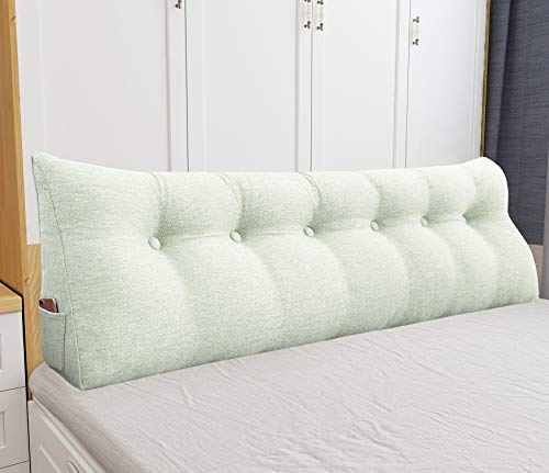 VERCART Bett Kopfteil Kissen Groß für Bett zum Anlehnen Ruecken Kissen Wandschutz Rückenkissen Bettkissen Dreieck Polster Rückenlehne Sofa Couch Weiß 180cm