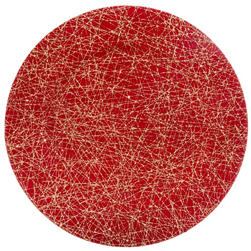 Feeric lights et christmas - Assiette de présentation colorama de noël d33cm rouge lignes or