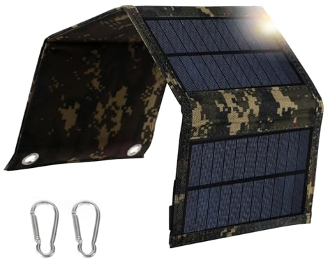 Jadeshay Panel Solar,20 W Cargador Solar Portátil Impermeable Placa Solar Plegable, Al Aire Libre Panel Solar Plegable,para teléfono Inteligente, Tableta, Exterior, Camping