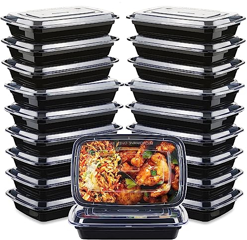[20 Pack]Meal Prep Containers reusable 1 Compartment, Microwave, Freezers & Dishwashers Safe - BPA Free Reusable Food Storage Containers with Lids - Stackable Salad Lunch Box