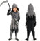 BARVERE Costume da ragazza con falce di Halloween, catena, calze e guanti, costume di Halloween per bambini, per Halloween, cosplay, vestito, feste, L
