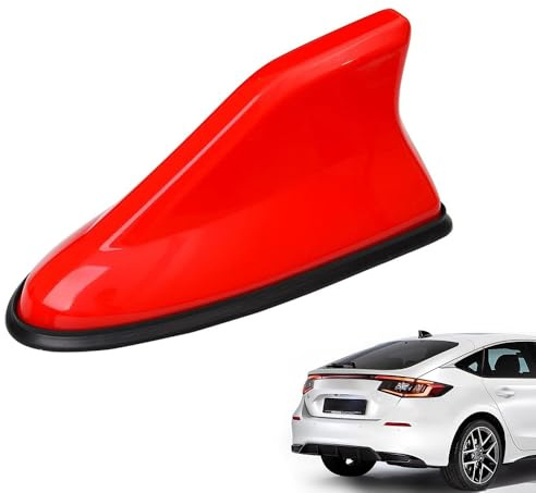 WeFoonLo Auto Haifischflosse Antenne Abdeckung Dach Antenne Radio Signal Ersatz mit Klebeband für Auto SUV LKW, dekorative Antennenbasis und verbessern das Signal (rot)