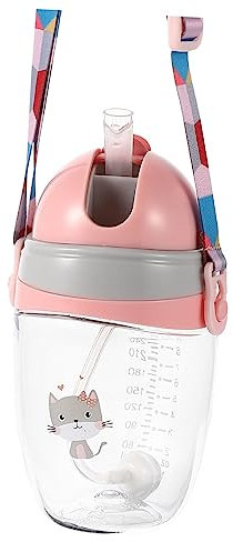 Kisangel Biberons Roses Bébé Cliquez Sur La De Verrouillage Bébé Doux Biberon Enfant Paille Anti-chute
