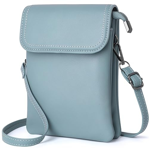 GEEADNB Kleine Crossbody-Taschen für Frauen PU-Leder Handy Portemonnaie mit Schulterriemen (Blau)