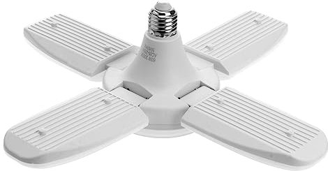 jojofuny Lámpara de Ventilador Plegable con 4 Bombillas Led de 60 w Y 3000 K Luz Blanca Cálida para Garaje Y Comedor