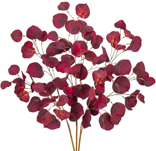 Arborus Herbst Deko 3 Stück Künstliche Herbstzweige 76 cm Espenlaub Kunstpflanzen Rot Herbstblätter Kunstweige Äste und Zweige Ästhetic für Vase Tisch Zimmer Fenster