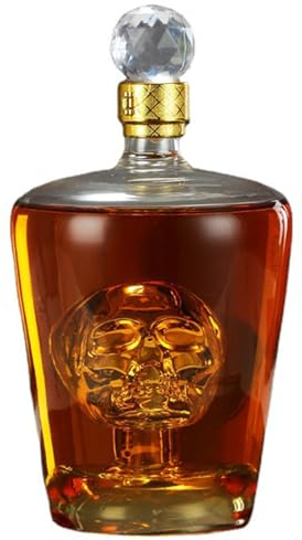 Carafe en verre avec bouchon hermétique, tête de mort, vodka, whisky, vin, bouteille en verre, bouteille de vin en forme de crâne, pour whisky, brandy, vodka, bourbon