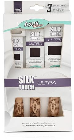 Axus Decor Silk Touch Ultra Paint Brush (Mink Series), Filaments & Birchwood Handle - For Walls, Ceilings, Wood & Metal - Anti-Rust Stainless Steel - Next Generation Brushes- Set of 3