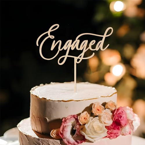 Party to Be Engaged Cake Topper Engagement Cake Topper in Wood