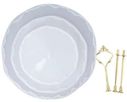YYlingx 3 Tier Resin Mould, Cake Stand Silicone Moulds, Epoxy Resin Tiered Tray Mould for DIY