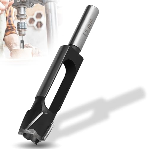 SWAWIS Fresa para Espigas de Madera Diámetro de 15mm, Fresa de Corona en Acero al Carbono para Fabricación de Muebles de Madera, Cortador de Espigas de Madera Profunda