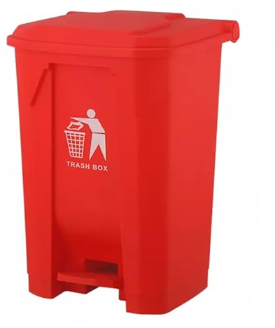 Recycling Dustbin Rubbish Pedal Bin Waste Trash Bin | Foot Pedal Bin Home Bedroom Bathroom Kitchen | Indoor Outdoor Rubbish and Waste Bin with Pedal | Bin Recycling Waste Dustbin (Red, 80 Litre)