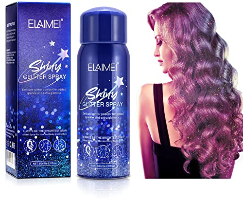 Body Glitter Spray for Women, Shimmery for Skin, Face, Hair and Clothing, Quick-Drying Waterproof, Shiny Glitter Spray, Glitter Hairspray Highlighter Face Makeup for for Festival(60ml