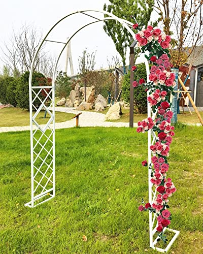 GLFNB Gartenbogen Metalllaube mit Sockel Gartenspalier Torbogen Eingangslaube für Verschiedene Kletterpflanzen Rosen Reben Hochzeitsbögen im Freien Brautparty-Dekoration Weiß/Schwarz/Dunkelgrün/Br