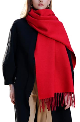 Enwokran Damen Winter Schal Oversized Kaschmir Wendbar Lange Winterschal Weich Wraps Groß Karo Fransen Schal Warm Schal für Herbst Winter Hochzeiten Abendkleider