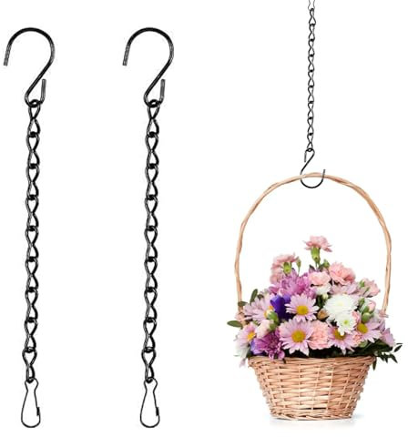 2Pcs Bird Feeders Hanging,Stainless Steel Hanging Chains with Two Carabiners, Metal Hanging Basket Chains Garden Plant Hanger Chain Clips for Bird Feeders,Planters, Lanterns and Ornaments,Black