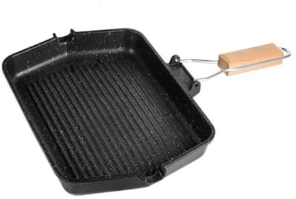 CIYODO 1stk Teppanyaki-grill Steakpfanne Campingkocher Bratpfannen Antihaftbeschichtet Quadratische Grillpfanne Pfanne Antihaft Grillpfanne Kochen Fisch Grillen Black Aluminium-druckguss