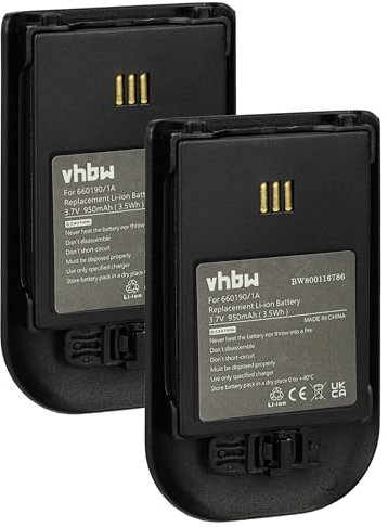 vhbw 2X Akku kompatibel mit Mitel DT692, DT690 schnurlos Festnetz Telefon (930 mAh, 3,7 V, Li-Ion) Schwarz