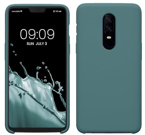 kwmobile Hülle kompatibel mit OnePlus 6 Hülle - Silikon Handy Case - Handyhülle weiche Oberfläche - kabelloses Laden - Arctic Night