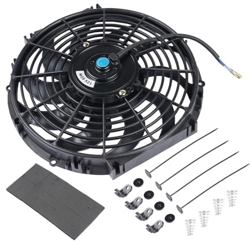 NSGMXT Ventilateur de Radiateur de Voiture Universel 12 Pouces 80W 12V Ventilateur de Refroidissement Ventilateur Électrique de Voiture Moteur Ventilateur Mince avec Kit de Montage