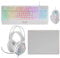 Mars Gaming MCP124PRO, Combo Gaming 4en1, Teclado RGB H-Mech con Reposamuñecas, Ratón RGB 3200DPI y Switches HUANO, Auriculares FRGB, Alfombrilla Nanotextil 36x26cm, Multiplataforma, Español, Blanco