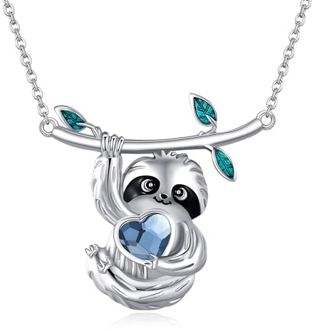 DAYLINLOVE Faultier Kette 925 Sterling Silber Faultier Halskette Nette Tier Anhänger Schmuck Geschenk für Damen