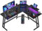 Devoko 150 x 130 cm Scrivania Gaming Angolare, Scrivania Angolare con Supporto per Monitor per Lo Studio, Il Gioco E Il Lavoro, Scrivania Gaming Ergonomica(Carbonio Nero)