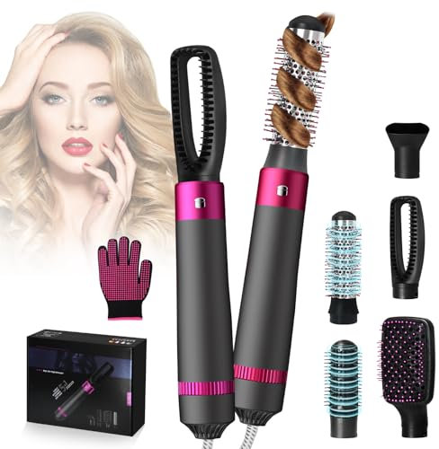 Anluomafuy Cepillo Moldeador de Pelo, 5 en 1 Secador Pelo Profesional Set, 3 Niveles de Temperatura, Cepillo Aire Caliente iónico, Peine Secador, Alisador, para Seca Alisa Volumen