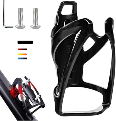 AirTag Fahrrad Getränkehalter 36g Leichtgewicht Trinkflaschenhalter für MTB Rennrad Fahrrad 4 Farben, Flaschenhalter seitliche Entnahme/Fahrrad (Schwarz Anti Diebstahl Schrauben) (Schwarz) 