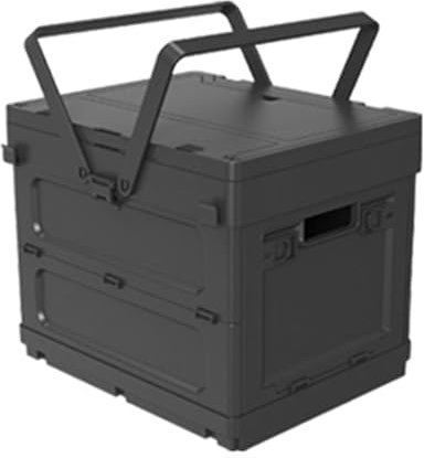 Sharplace Outdoor Camping Box Folding Storage Box with Table Waterproof Foldable Storage Container Case Stackable Crate for Backpacking, Black