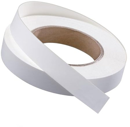 20mm x 10m Melamine Edge Banding Strip: Self-Adhesive No-Iron Veneer Tape for Worktop Kitchen Cabinet Edging- Waterproof Edge Banding for Furniture Repair, DIY Wood Panel Restoration (White)