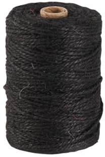 JIHUOO 100 Meter x 3 mm natürliche Jute-Schnur, dick, Gartenschnur, Geschenkverpackung, strapazierfähig, Hanfseil, Kletterpflanzen-Stützschnur, dekoratives Bastelseil, schwarz