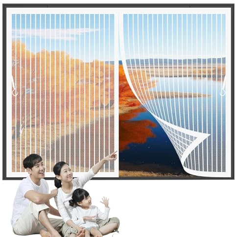 Mosquitera Magnetica Ventana 70x120cm(W x H) Cierre Automático, Fácil de Instalar, Protección Contra Insectos Mosquitera Magnética para Múltiples Tipos de Ventana, Blanco