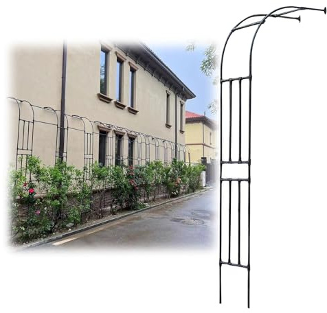 Arche de jardin en métal pour plantes grimpantes per & rose, support semi-circulaire pour plantes grimpantes, hauteur réglable 90 à 300 cm, treillis extérieur durable (l 90 x H 240 cm)