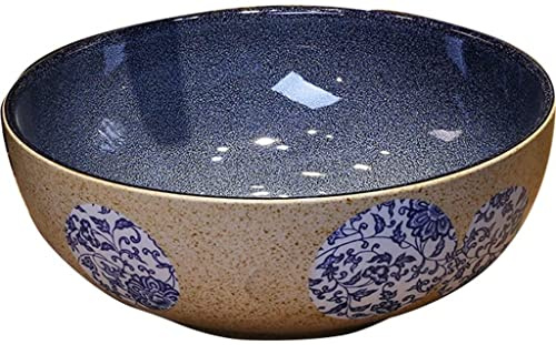 MYUYEE Lavabos de encimera Lavabo de encimera para baño Lavabo artístico de Lujo para Hotel Lavabo de Porcelana sobre encimera Lavabo Retro de cerámica Azul,Azul-30cm
