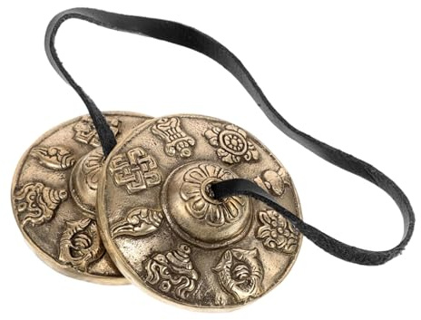 Meditation Glockenspiel - Tibetische Glocken, 6,5 cm, 200 g, Messingbecken, entspannendes Klanginstrument in klarem Ton | Handgefertigtes Yoga-Geschenk für Gebetsrituale, th