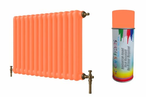 SCOOBYS PAINTS BACK IN THE MIX Premium Radiator Paint – 180 Colours – Heat Resistant Metal Paint for Radiators & Pipes, Quick Dry, Non-Yellowing, Multiple Finishes, Interior Use (Pastel Orange)
